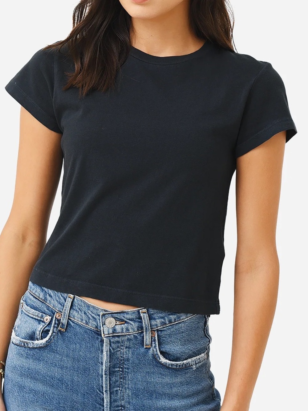 Agolde Black Boxy Cropped Tee - Short Sleeve Size XS